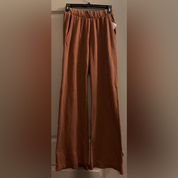 Talentless French Terry Lounge Pants Brown Pull-on Relaxed Wide Flare Boot Leg - Picture 2 of 8